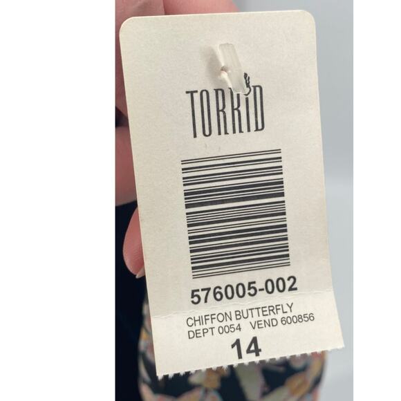 Vintage Y2k Torrid Butterfly Print Dress Chiffon Belted Sleeveless NEW Womens 14 - Picture 11 of 12